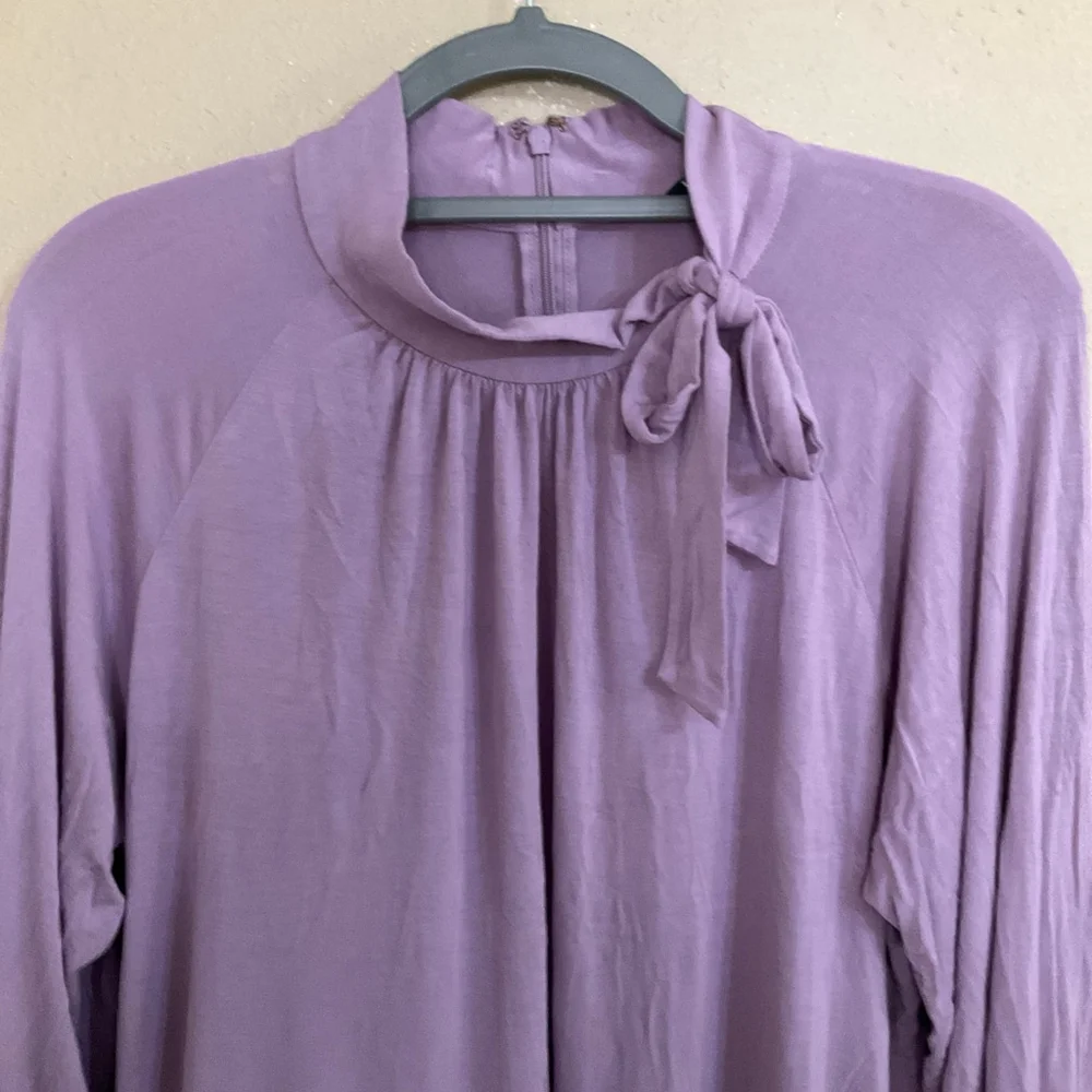 Lauren Ralph Lauren Lilac Long Sleeve Tie Neck Blouse Womens XL Classy Preppy - Picture 3 of 9